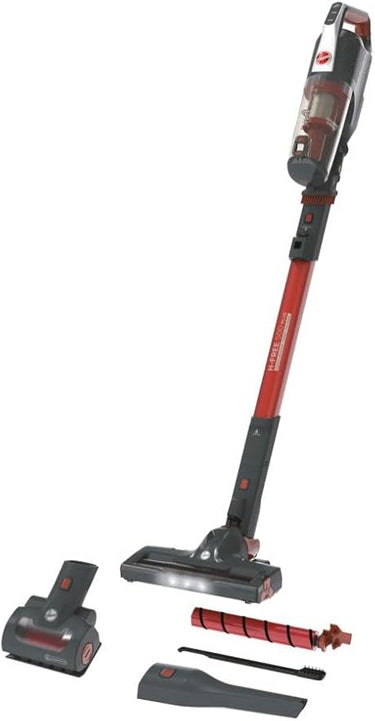 Hoover H-FREE 500 Plus HF522SFP - Aspiradora Escoba sin cable, Motor Direct Impulse, 15.500 Pa, Almacenaje 69 cm, Cepillo tapicería y mascotas, 45 mins, Batería extraíble, Carga rápida 2.5h, Rojo